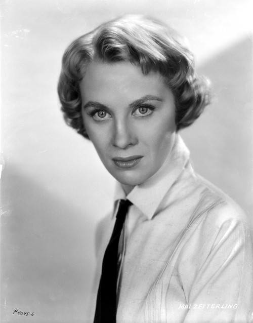 Mai Zetterling Posed in White Long Sleeve with Necktie Photo Print - Item # VARCEL705930