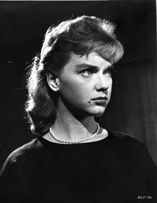Anne Francis wearing Black Dress with Pearl Necklace Photo Print - Item # VARCEL705991