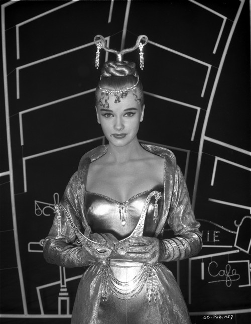 Anne Francis in Elegant Gown Holding a Mask Photo Print - Item # VARCEL705995