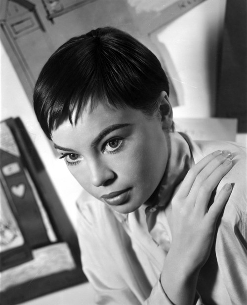 Leslie Caron Portrait Looking Sideways in Black and White Photo Print - Item # VARCEL706080
