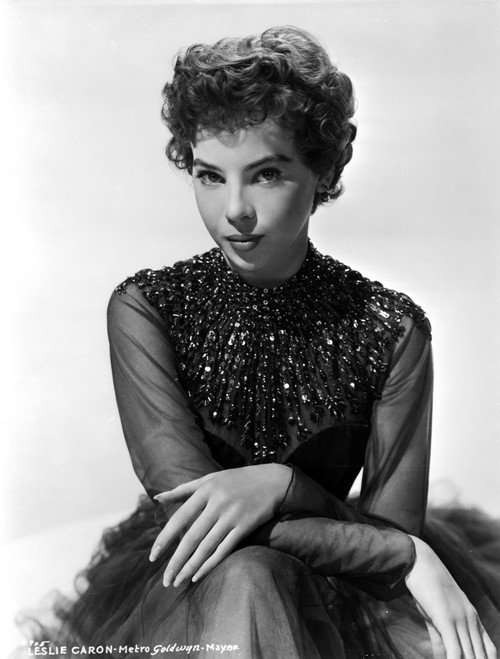 Leslie Caron Portrait in Black Gown with White Background Photo Print - Item # VARCEL706084