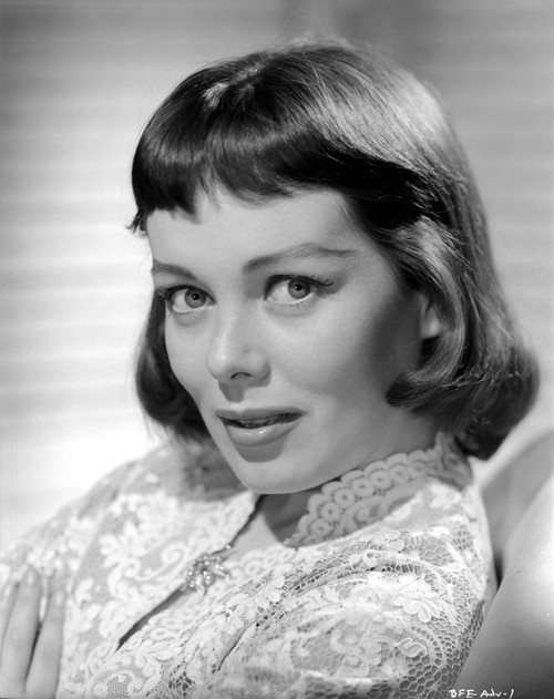 Phyllis Kirk Posed in Gray scale Portrait in White Floral Dress Photo Print - Item # VARCEL706151
