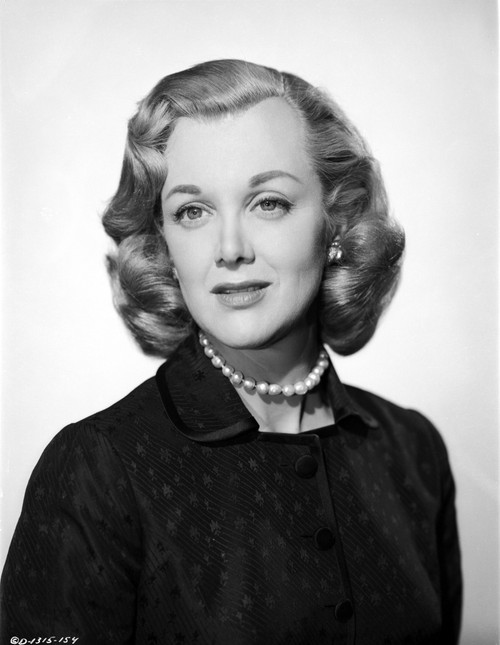 Jan Sterling Portrait in Black Velvet Dress and Pearl Necklace in White Background Photo Print - Item # VARCEL706501