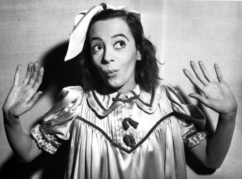 Imogene Coca wearing a silk Dress and Looking Up Photo Print - Item # VARCEL706677