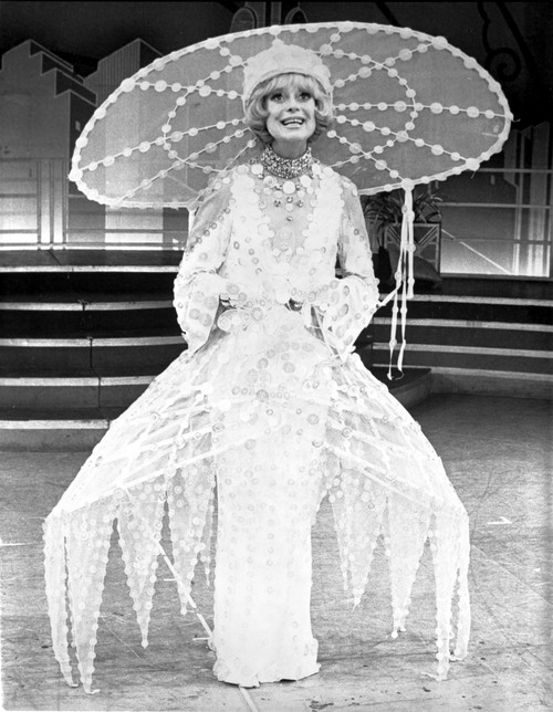 Carol Channing wearing an Embroidered Long Dress with Big Hat Photo Print - Item # VARCEL706724