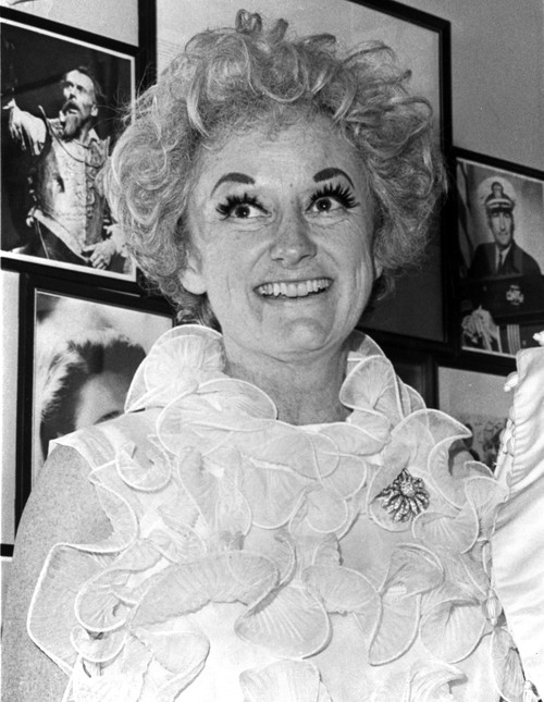 Phyllis Diller smiling and Looking Away Portrait wearing White Lace Dress Photo Print - Item # VARCEL706910