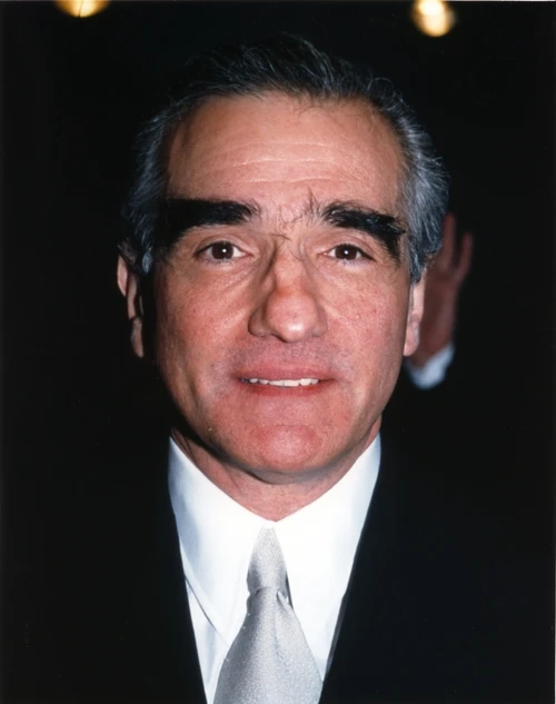 Martin Scorsese Close-up Portrait wearing Black Suit with Silver Tie Photo Print