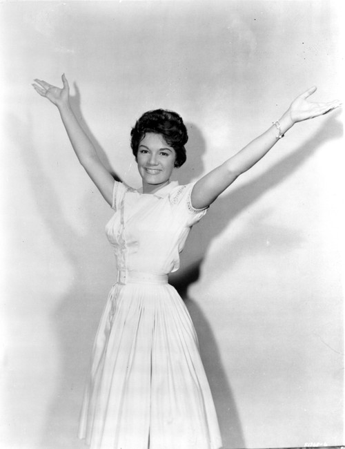 Connie Francis Posed in White Dress with Hands Wide Open Photo Print - Item # VARCEL707112