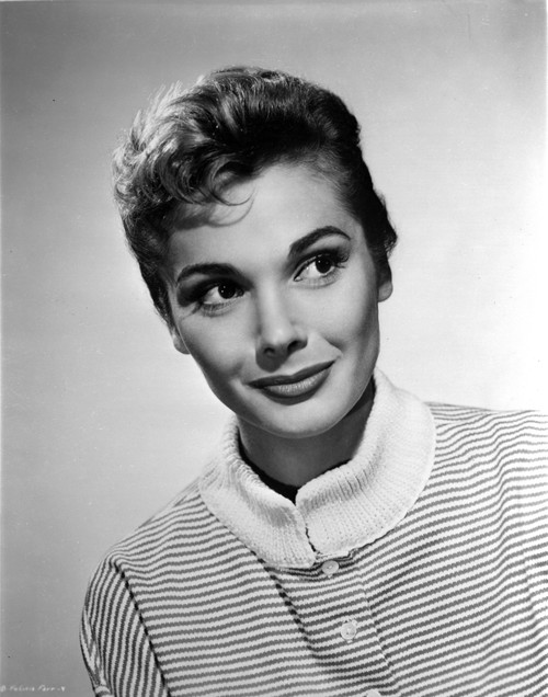 Felicia Farr smiling in Striped Turtle Neck Shirt Photo Print - Item # VARCEL707205