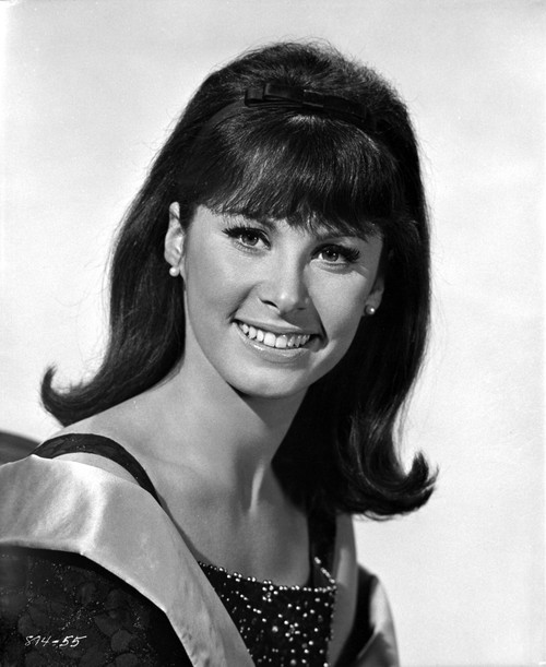 Stefanie Powers smiling in Black and White Portrait wearing Black Glitter Dress Photo Print - Item # VARCEL707253