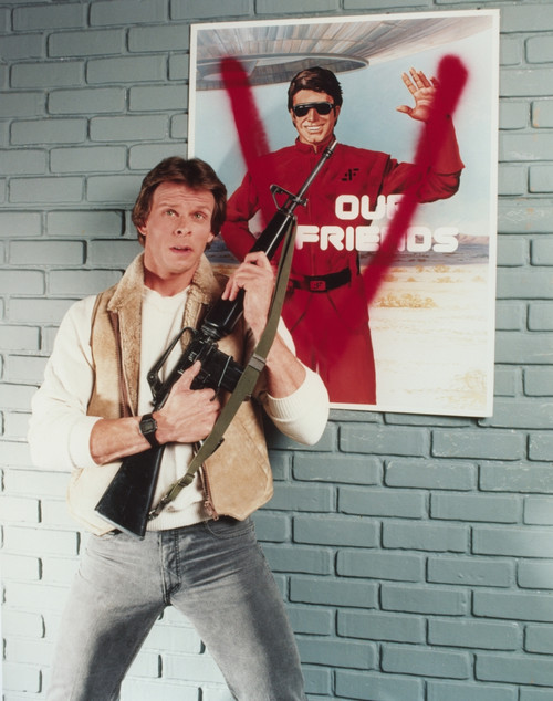 Marc Singer Posed in Leather Vest with Rifle Portrait Photo Print - Item # VARCEL707284