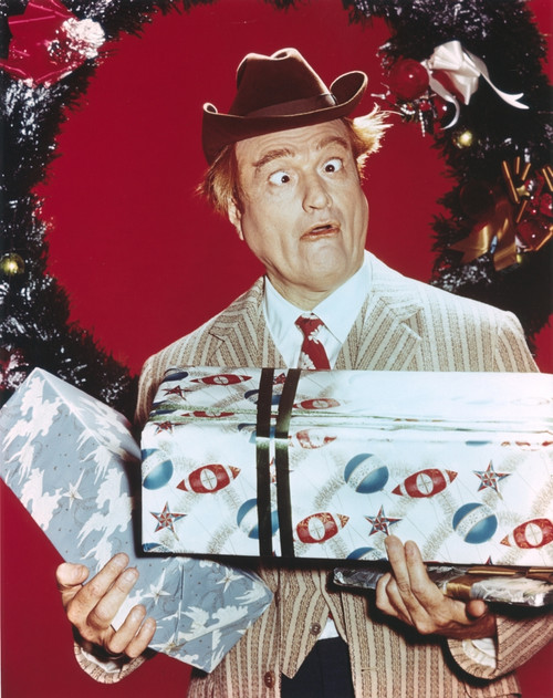 Red Skelton Wacky Pose with Gift boxes in Christmas Theme Portrait Photo Print - Item # VARCEL707312