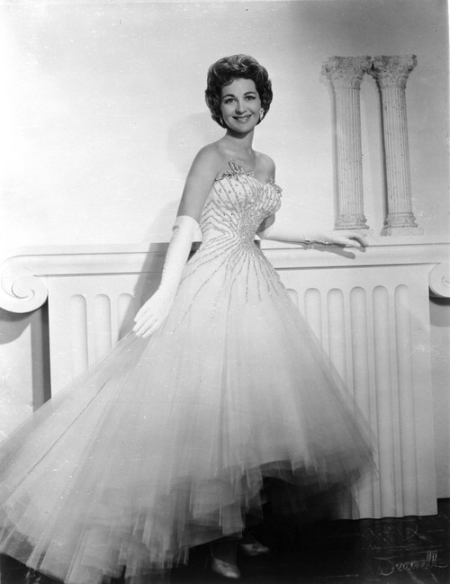 Gogi Grant smiling wearing White Gown Photo Print - Item # VARCEL707554