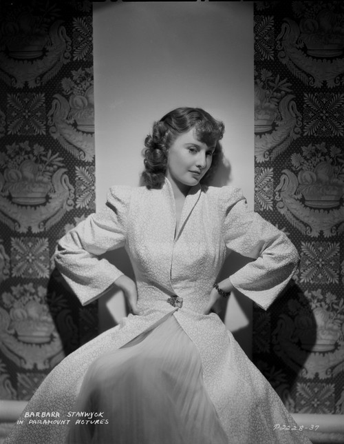 Barbara Stanwyck sitting Pose in Dress Portrait Photo Print - Item # VARCEL707572
