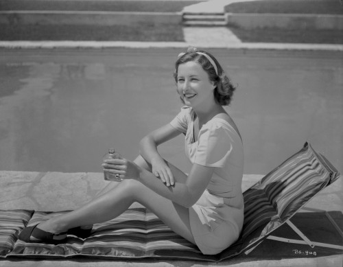 Barbara Stanwyck Applying Sun Screen Lotion Classic Portrait Photo Print - Item # VARCEL707607