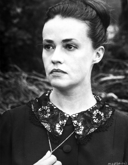 Jeanne Moreau Portrait in Black Dress with Floral Black Collar Photo Print - Item # VARCEL707663