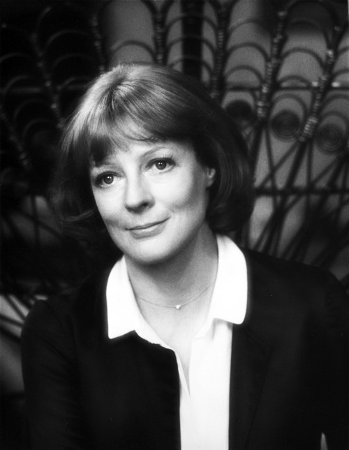 Maggie Smith smiling in Black and White Dress Portrait Photo Print - Item # VARCEL707653