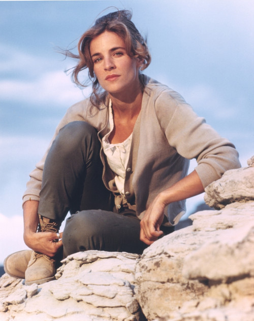 Jessica Steen sitting Pose in Gray Sweater Portrait Photo Print - Item # VARCEL707683
