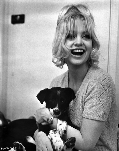 Goldie Hawn Caring Puppy hugging Portrait Photo Print - Item # VARCEL707722