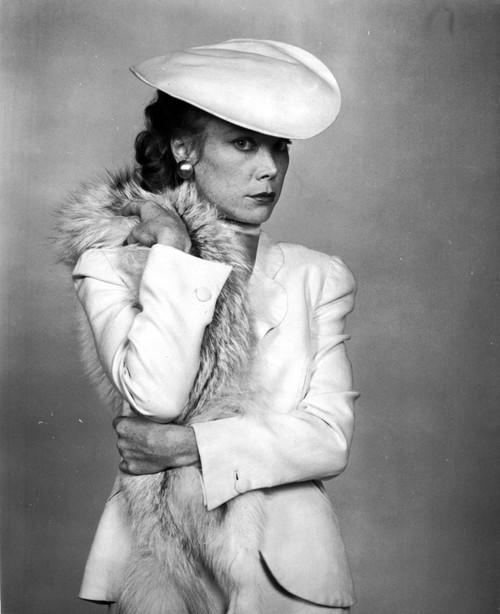 Sissy Spacek wearing a White Tunic with Matching Fur Scarf in a Classic Portrait Photo Print - Item # VARCEL707908