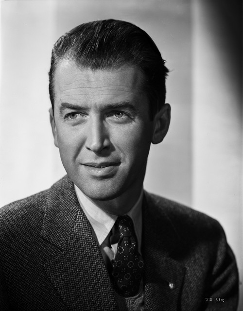 James Stewart Portrait in Black Herringbone Suit and Black Silk Necktie Photo Print