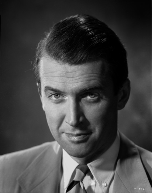 James Stewart Close Up Portrait in Grey Velvet Suit and White Collar Shirt with Eyes Looking Straight Photo Print - Item # VARCEL707920