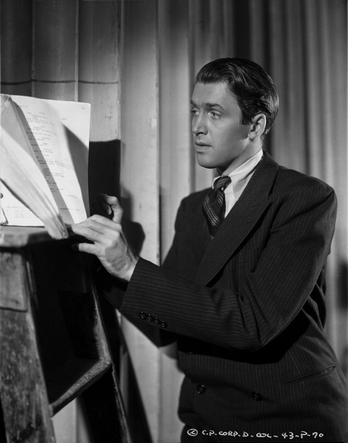 James Stewart Posed in Black Velvet Suit and Black Silk Necktie with Hands Holding a Black Object Photo Print - Item # VARCEL707922
