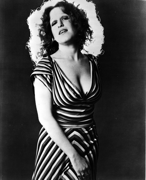 Bette Midler Posed Chin Up with Hand on the Skirt in Striped Deep V-Neck Dress Photo Print - Item # VARCEL708026