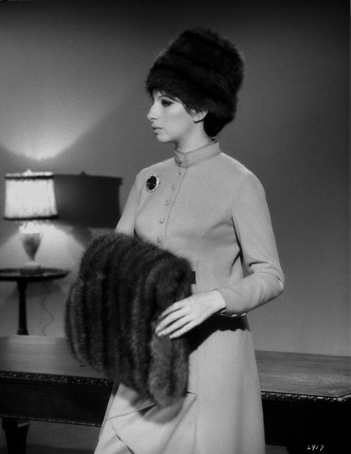 Barbra Streisand Posed In Formal Outfit With Fur Scarf On Hand Photo Print - Item # VARCEL708037