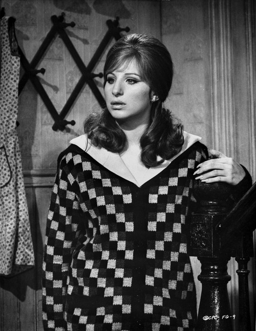 Barbra Streisand Leaning On Stair in Checkered Long Sleeves Photo Print - Item # VARCEL708042