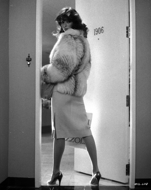 Rachel Ward Posed wearing Fur Coat in Black and White Portrait Photo Print - Item # VARCEL708166