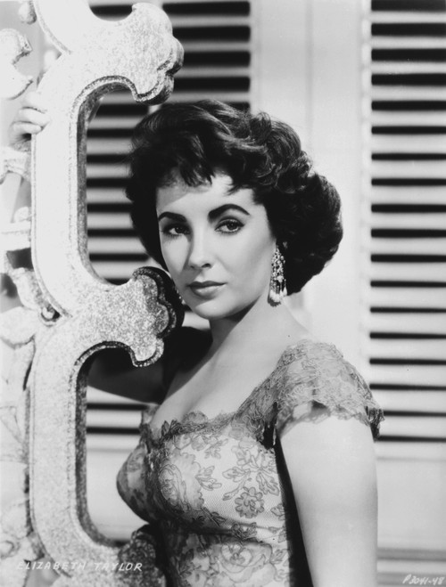 Elizabeth Taylor Serious Posed in Black and White with Earrings Photo Print - Item # VARCEL708336