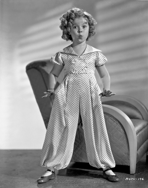 Shirley Temple wearing a Shirtdress with Cap-Sleeve with Matching Pants in Classic Portrait Photo Print - Item # VARCEL708450
