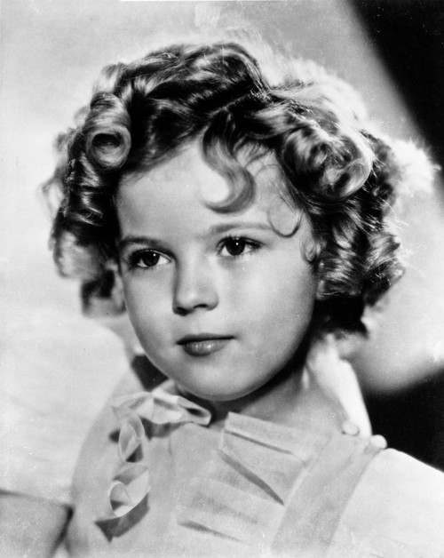 Shirley Temple wearing a Cap-Sleeve White Dress in Close Up Portrait Photo Print - Item # VARCEL708486