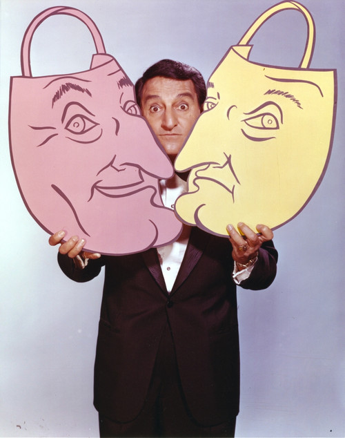 Danny Thomas standing in Black Tuxedo Holding Two Faces Photo Print - Item # VARCEL708782