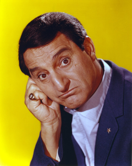 Danny Thomas Posed in Black Coat in Yellow Background Photo Print - Item # VARCEL708784