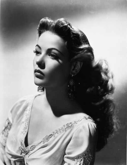 Gene Tierney Portrait in White Dress with White Background Photo Print