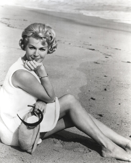 Lana Turner Portrait in White Dress in the Sand Photo Print - Item # VARCEL709033