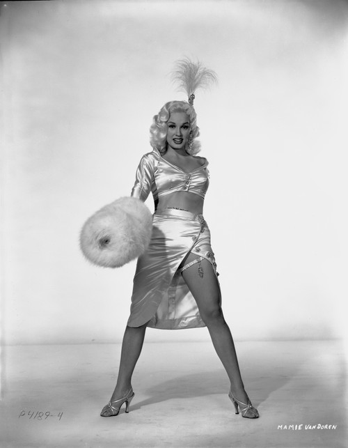 Mamie Van Doren Posed in Glossy Sexy Dress with Legs wide Open Photo Print - Item # VARCEL709120