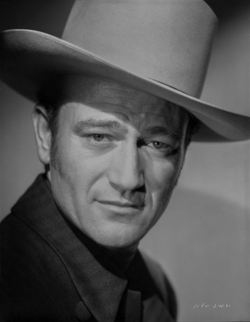 John Wayne wearing a White Hat in a Close Up Portrait Photo Print - Item # VARCEL709207