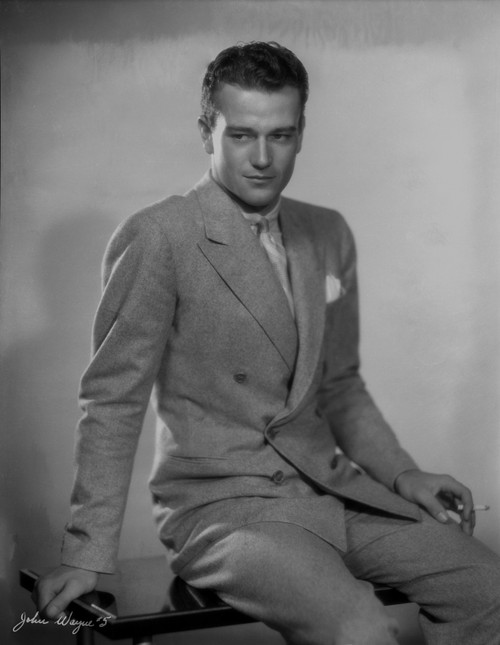 John Wayne wearing a Grey Suit and a Pants Photo Print