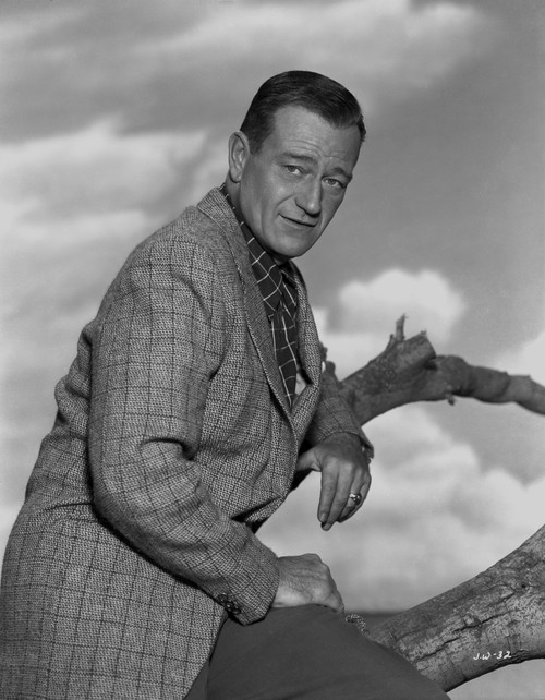 John Wayne portrait in suit coat Portrait in Black and White Photo Print - Item # VARCEL709260