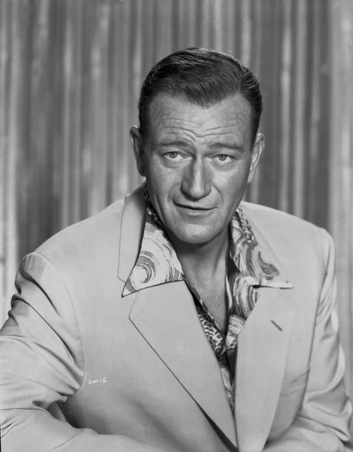 John Wayne wearing a White Suit with a Hawaiian Undershirt Photo Print