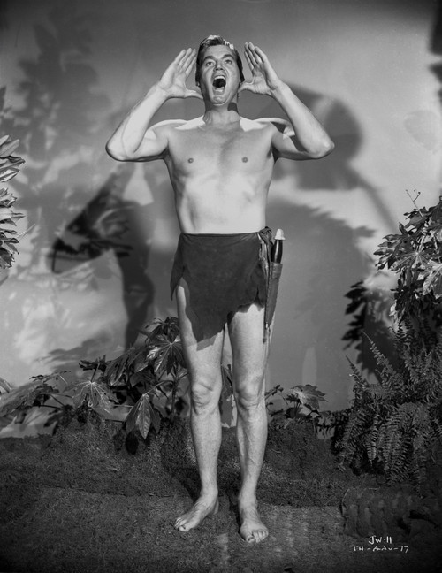 Johnny Weissmuller Shouting in Black and White Photo Print - Item # VARCEL709318