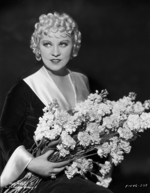 Mae West Holding a Flower in Black Dress Portrait Photo Print - Item # VARCEL709646