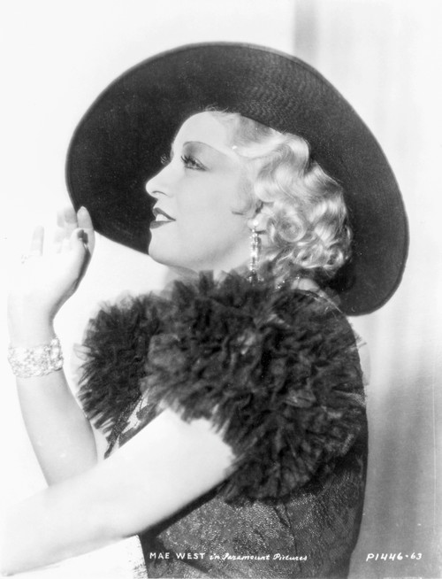Mae West Posed in Black furry Dress with Hat Photo Print - Item # VARCEL709708
