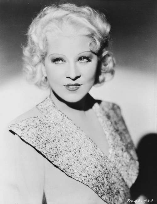 Mae West Looking Away in White Elegant Dress Portrait Photo Print - Item # VARCEL709650