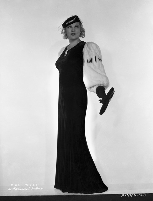 Mae West Posed in Black with Fur Sleeves Photo Print - Item # VARCEL709662