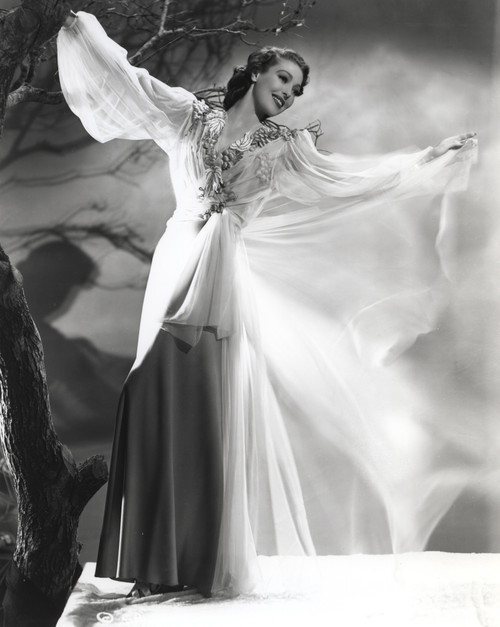 Loretta Young White Long Dress Sleeves in a Dead Tree Photo Print - Item # VARCEL710021