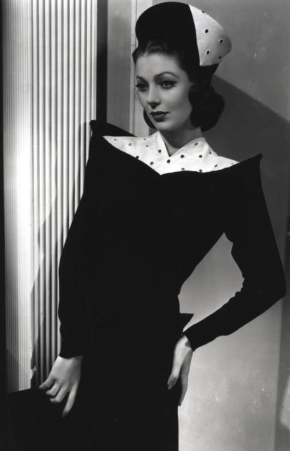 Loretta Young Royal Black and White Dress with Hat Photo Print - Item # VARCEL710037